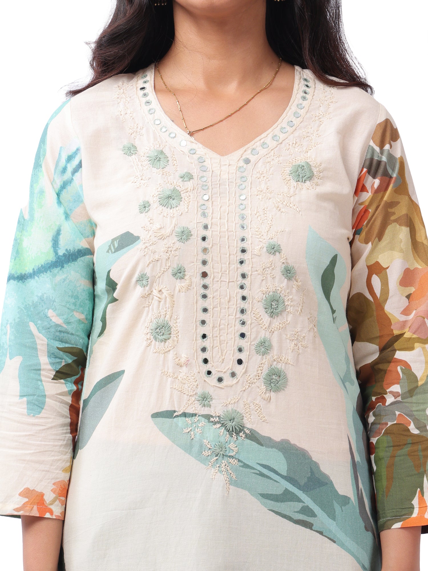 Fash'O'Holic Women's Mint Green Printed Kurta Pant Set with Tie-Dye Dupatta